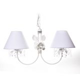 Lustre 2l Primavera Cristais 2 Flores G Branca Quarto Bebê