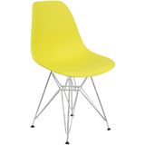 Cadeira Charles Eames Eiffel Base Metal Cromado Amarela