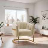 Poltrona De Ativa Sala De Estar Mavie Base De Ferro Dourado Suede Móveis Cinza Escuro