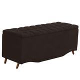 Calçadeira Baú Queen Estofada Maitê Veludo Cor Marrom