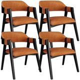 Kit 4 Cadeiras Sala De Jantar Estar Living Estofada Suran L02 Preto Couríssimo Canela - Lyam Decor