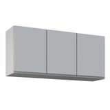 Armário De Cozinha Aéreo 120cm 3 Portas Virgínia Cinza Claro - Lumil
