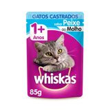 Ração Úmida Whiskas Sachê Peixe Ao Molho Para Gatos Adultos Castrados 85 G