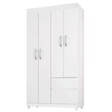 Guarda Roupas Solteiro 4 Portas 2 Gavetas Branco/rosa Flex Lótus Demóbile Branco/ros