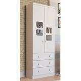 Guarda-roupa Infantil 61,70cm 2 Portas Com Janelas E 3 Gavetas Sem Pés 100% Mdf Mimo Espresso Móveis Branco