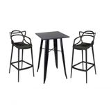 Kit Mesa Tolix Bistrô Bar Com 2 Banquetas Allegra Altas - Preto