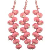 Kit 6 Tranças De Cebolas Artesanal Decoração Artificial 44cm