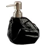 Saboneteira Líquida Lavabo Textura Obsidiana Preto Cerâmica