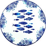 Jogo Prato Raso Jantar 12 Pessoas 12pçs Peixe Mar Praia 26cm