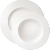 Kit Jogo Pratos Raso Fundo 8pçs 4 Pessoas Aba Larga Branco