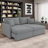 Sofá Reclinável E Retrátil Gandalf Bipartido 194cm Caixa Zero Com Almofadas Veludo Cinza G33 - Gran