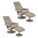 Kit 2 Poltronas De Massagem Reclinável E Giratória Arizona Com Apoio De Pés Pu Fendi G56 - Gran Belo