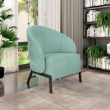 Poltrona Decorativa Sala De Estar Kenya Pés Em Ferro Bouclê Preto/azul G33 - Gran Belo