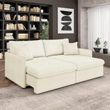 Sofá Reclinável E Retrátil Gandalf Bipartido 194cm Caixa Zero Com Almofadas Bouclê Off White G33