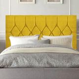 Cabeceira Estofada Istambul Capitonê 195cm King Size Box Quarto Corino Amarelo - Gat Magazine