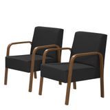Kit 2 Poltronas Decorativas 1 Lugar Luna Braço Madeira D Salla Suede