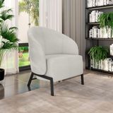 Poltrona Decorativa Sala De Estar Kenya Pés Em Ferro Bouclê Preto/cinza G33 - Gran Belo