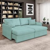 Sofá Reclinável E Retrátil Gandalf Bipartido 214cm Caixa Zero Com Almofadas Bouclê Azul G33 - Gran