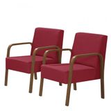 Kit 2 Poltronas Decorativas 1 Lugar Luna Braço Madeira D Salla Suede