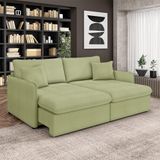Sofá Reclinável E Retrátil Gandalf Bipartido 234cm Caixa Zero Com Almofadas Bouclê Verde G33 - Gran