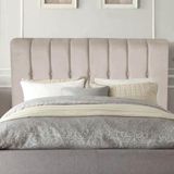 Cabeceira Estofada Kiara 195cm King Size Box Quarto Corino Bege - Gat Magazine