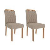 Cadeira De Jantar Madeira Tauari 2 Peças Encosto Fixo Paola Wood Ii Cimol Madeira/linho Bege Madeira/linho Bege