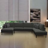 Sofá Decorativo Sala De Estar Osaka 400cm Modulado Em U Com Almofadas Linho Grafite