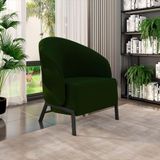 Poltrona Decorativa Sala De Estar Kenya Pés Em Ferro Veludo Preto/verde G33 - Gran Belo