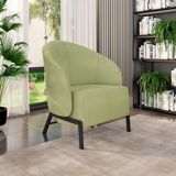 Poltrona Decorativa Sala De Estar Kenya Pés Em Ferro Bouclê Preto/verde G33 - Gran Belo
