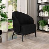 Poltrona Decorativa Sala De Estar Kenya Pés Em Ferro Pu Preto G33 - Gran Belo