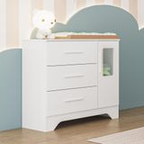 Cômoda Infantil Com Janela 1 Portas 3 Gavetas Popy Retro Peroba