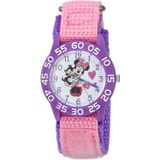 Disney Girls Minnie Mouse Analog-quartz Watch Com Alça De Nylon, Rosa, 16 (modelo: Wds000165)