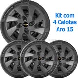 4x Calota Gm Onix Prisma Corsa Aro 15 Grafite Com Emb 195cp