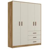Roupeiro Infantil 9600 04 Portas 03 Gavetas Nature Off White Plla Nature Off White