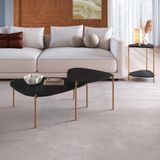 Kit Mesa De Centro E Lateral Organica Pes Metal Dourado Nero Artesano Nero Dourado