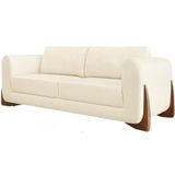 Sofa Jolie 3 Lugares 230cm Pes Boomerang Linho 215 Perola Ezz Perola