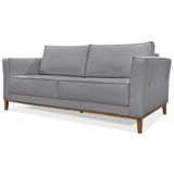 Sofa Balli 3 Lugares 210cm Pes Madeira Linho 223 Cinza Ezz Cinza