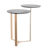 Mesa Lateral 02 Tampos Chanfrada Pe Metal Dourado Nero Artesano Nero Dourado