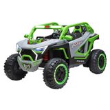 Carro Elétrico Infantil Jipe Off Road 4x4 Utv Compacto Verde Com Controle Remoto