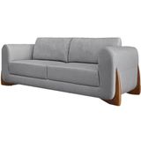 Sofa Jolie 3 Lugares 220cm Pes Boomerang Linho 214 Cinza Ezz Cinza