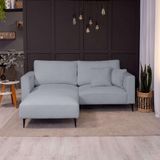 Sofá 3 Lugares Com Molas Ensacadas 200 Cm E Puff Unne Bouclé Cinza