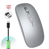 Recarregável 2.4g Mouse Wireless Mouse Metal Silencioso Silencioso Cli