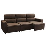 Sofá 3 Lugares Retrátil E Reclinável Hanôver Ii Suede Marrom 210 Cm