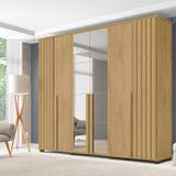Guarda-roupa Casal 6 Portas Com Espelho E 4 Gavetas Amsterdã Cinamomo