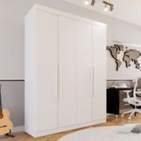 Guarda-Roupa Solteiro 4 Portas 3 Gavetas Roma Espresso Móveis Branco