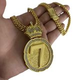 Cordão Lacraia 10mm + Pingente 7 - Banhado A Ouro 18k