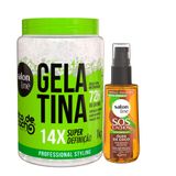 Kit Salon Line Gelatina Super Definição 1kg + Óleo Capilar Sos Óleo De Coco