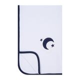 Manta Bebê De Suedine Lunar Branco E Azul Marinho - Hug