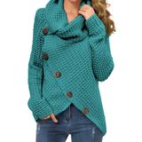 Suéter Feminino Grecerelle, Gola Alta, Pulôver Grosso, Azul S