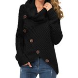 Suéter Feminino Grecerelle, Gola Alta, Pulôver Grosso, Preto, Gg